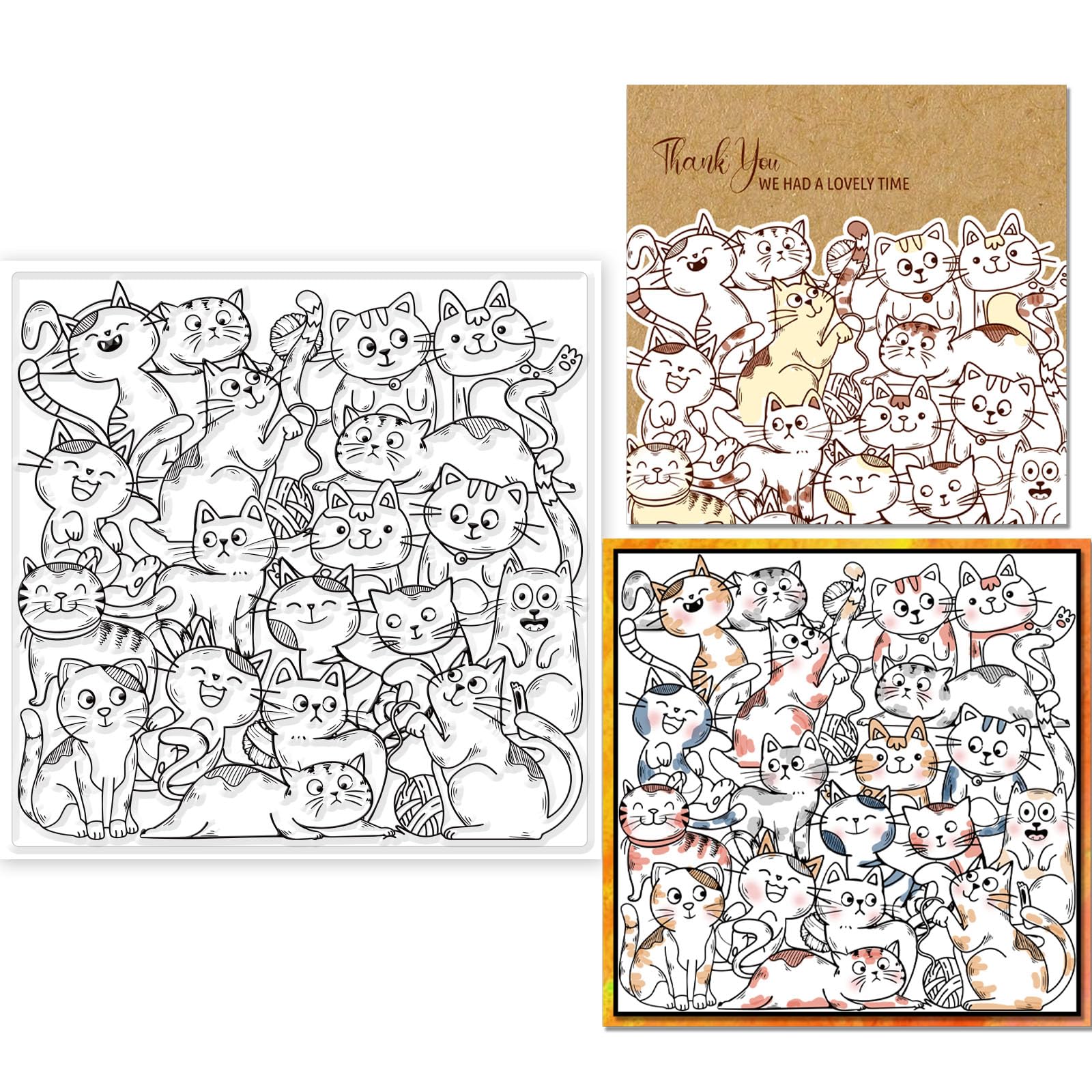 GlobLELAND Katzen Stempel Set - Transparente Silikon-Stempel 15x15 Cm Für Scrapbooking