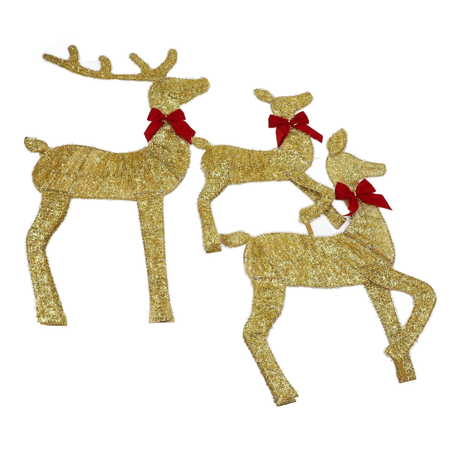 Socobeta Rentier-Weihnachtsdekoration, Goldfarbenes LED-beleuchtetes Hirsch-Familien-Set für Outdoor, Weihnachten, Festival, Vorgarten
