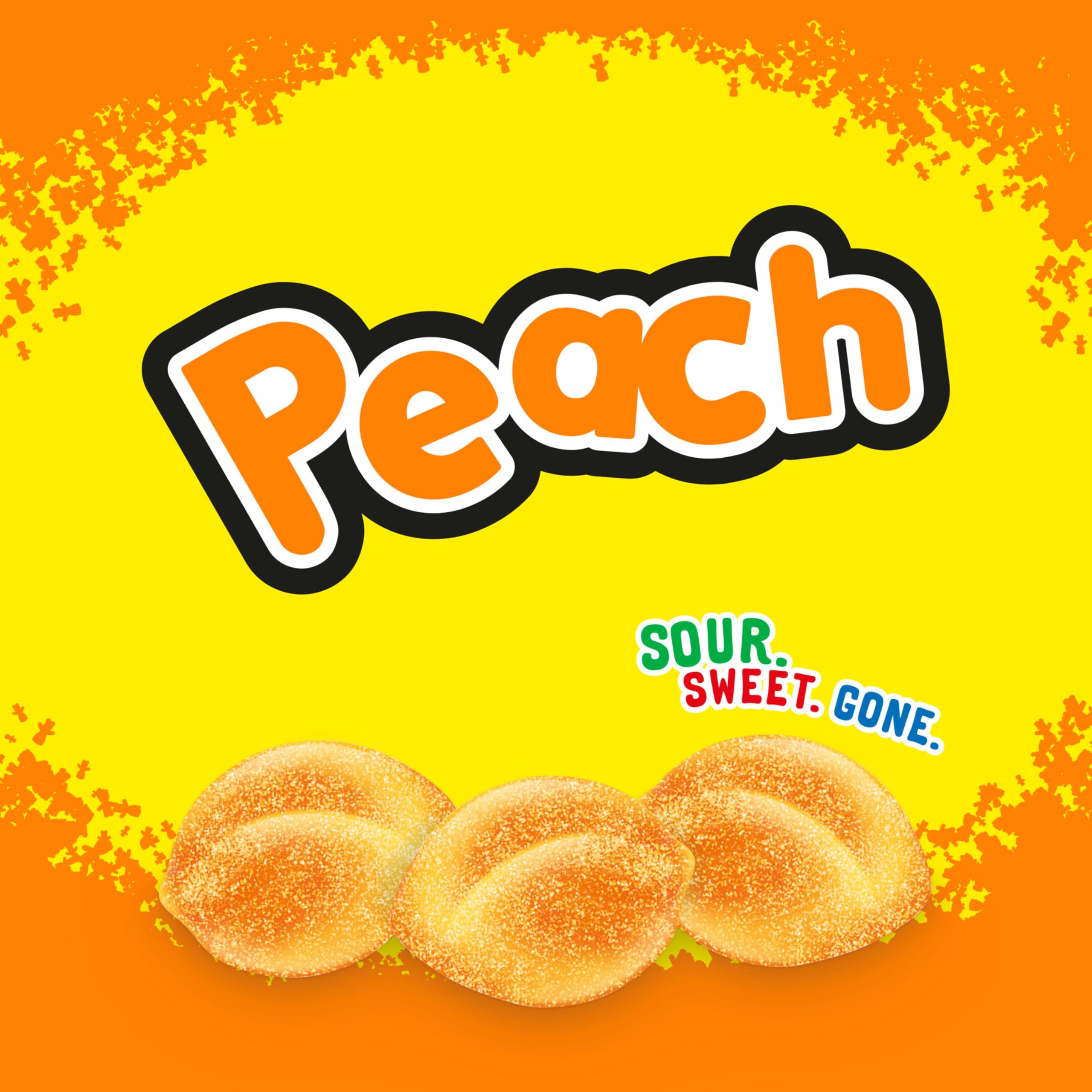 SOUR PATCH KIDS Caramelos suaves y masticables de melocotón, bolsas de 101 g, paquete de 12