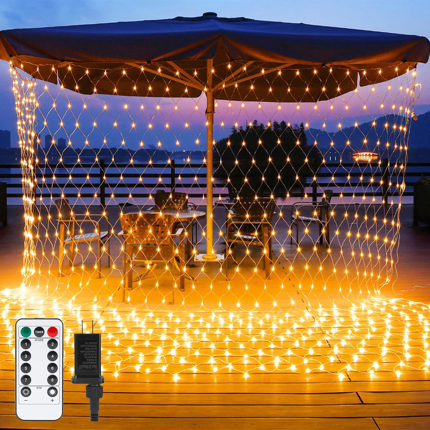 Clearzen 360 LED Net Lights 12FT x 5 FT Connectable Waterproof String ...