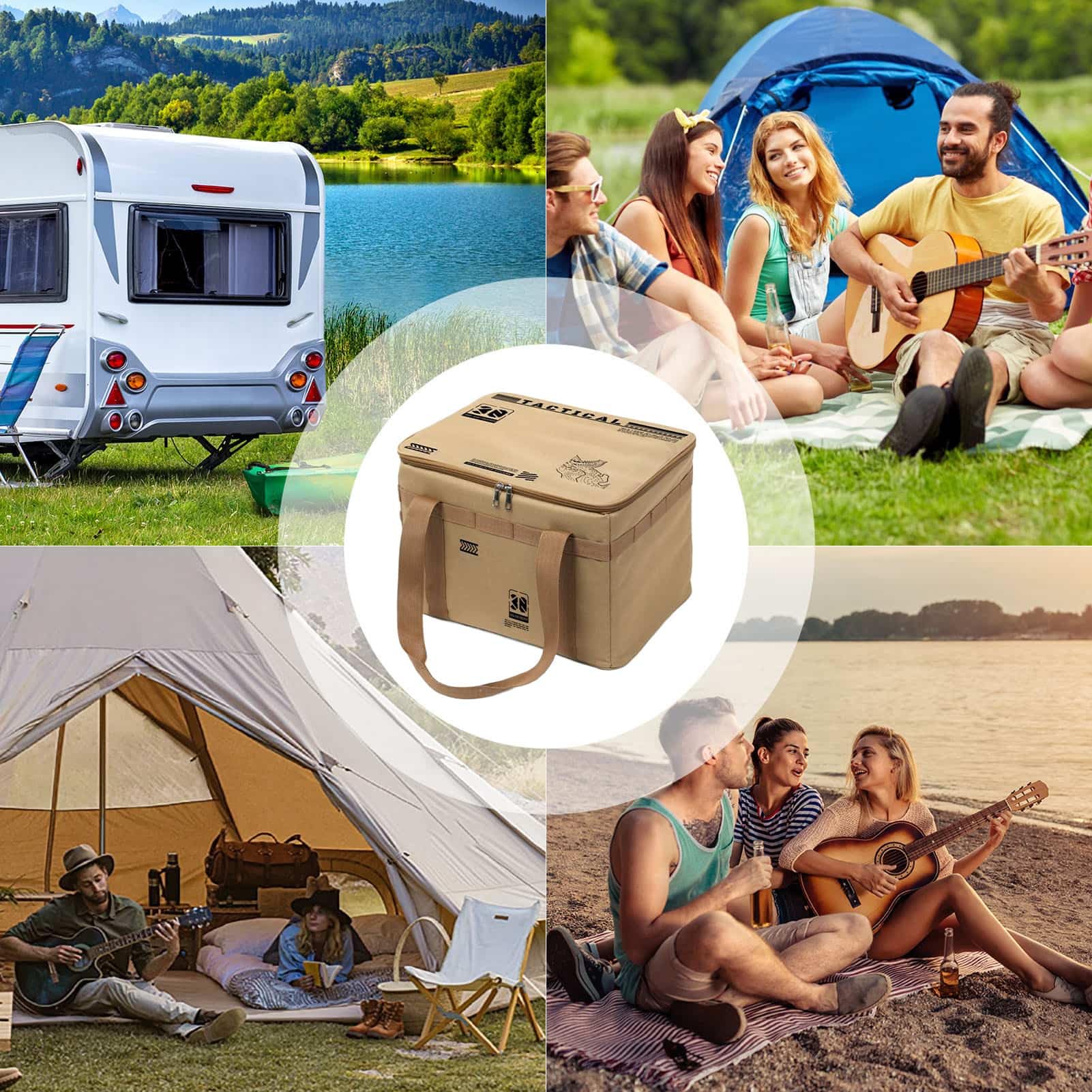 Sac de Rangement de Camping – 30 L en PVC Oxford – Sac fourre-Tout Utilitaire Pliable et imperméable 39,5 x 27,5 x 24 cm – Récipient de Rangement Multi-Usage pour Boissons, poêle, Bol de Pot
