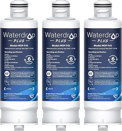 Waterdrop Plus DA97-17376B NSFANSI 401 & 53 & 42 & 372 Filtro de agua certificado para refrigerador, repuesto para filtro de agua Samsung