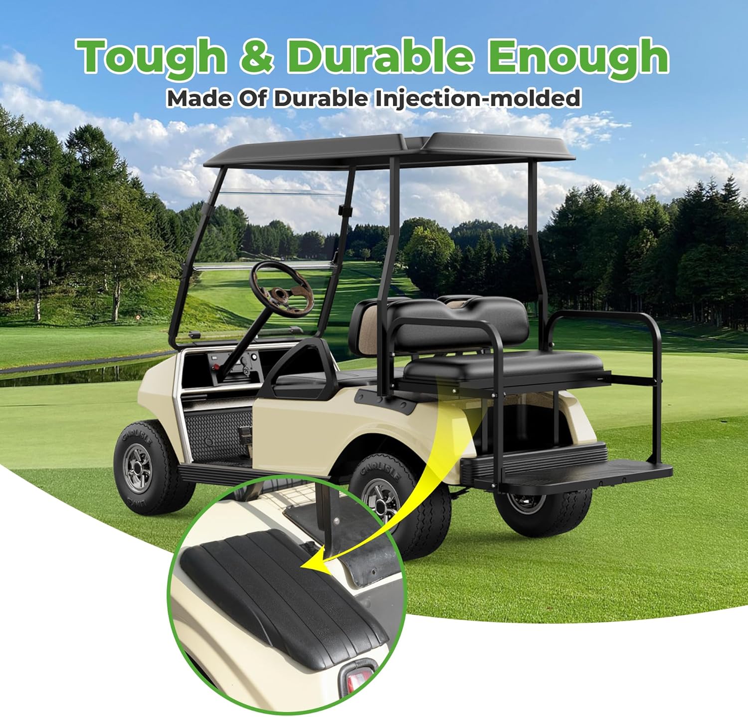 10L0L Golf Cart Rear Driver & Passenger Side Guard Set - Replacement Parts Compatible with Club Car DS 1981+up Golf Cart Models, Rugged and Durable, OEM# 101706702