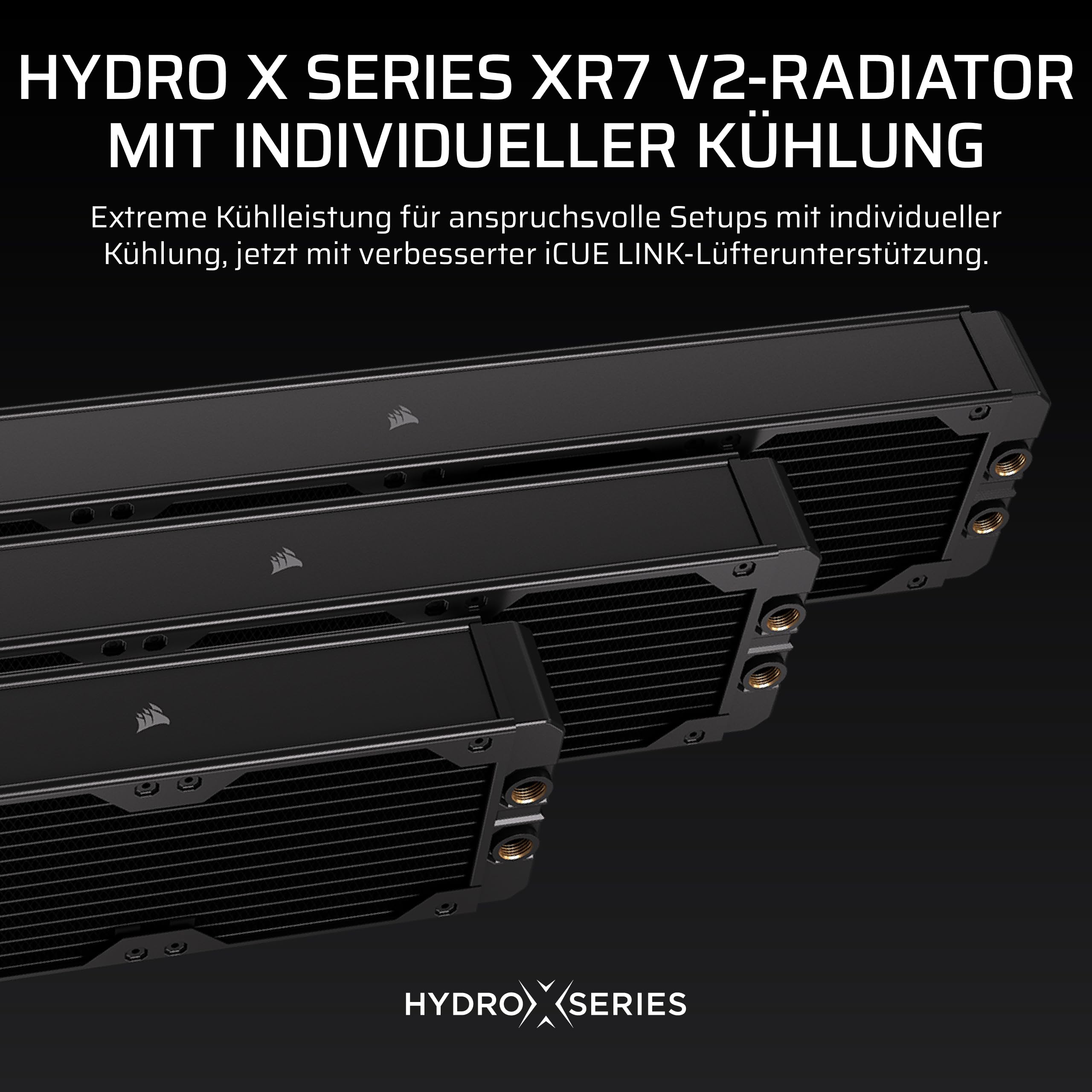 CORSAIR Hydro X Serie XR7 360mm V2 Radiator für Custom-Wasserkühlung – Kompatibel mit iCUE LINK-Lüftern – 3 x 120 mm Lüfterhalterungen – Schraubenschutzplatten – G1/4-Zoll-Gewinde – Schwarz