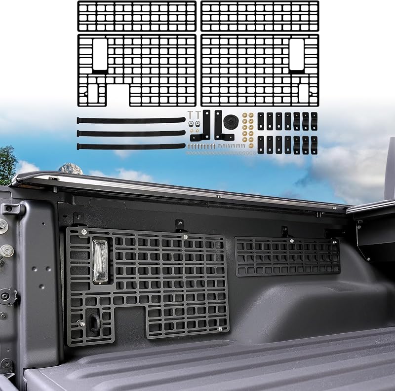 Side Truck Bed Molle Panel Rack System Compatible with 2019-2024 Jeep Gladiator JT 5FT Accessories Cargo Storage Organizer Tools Rack Fit for 19-24 Gladiator JT Accessories (Not Fit 2025)