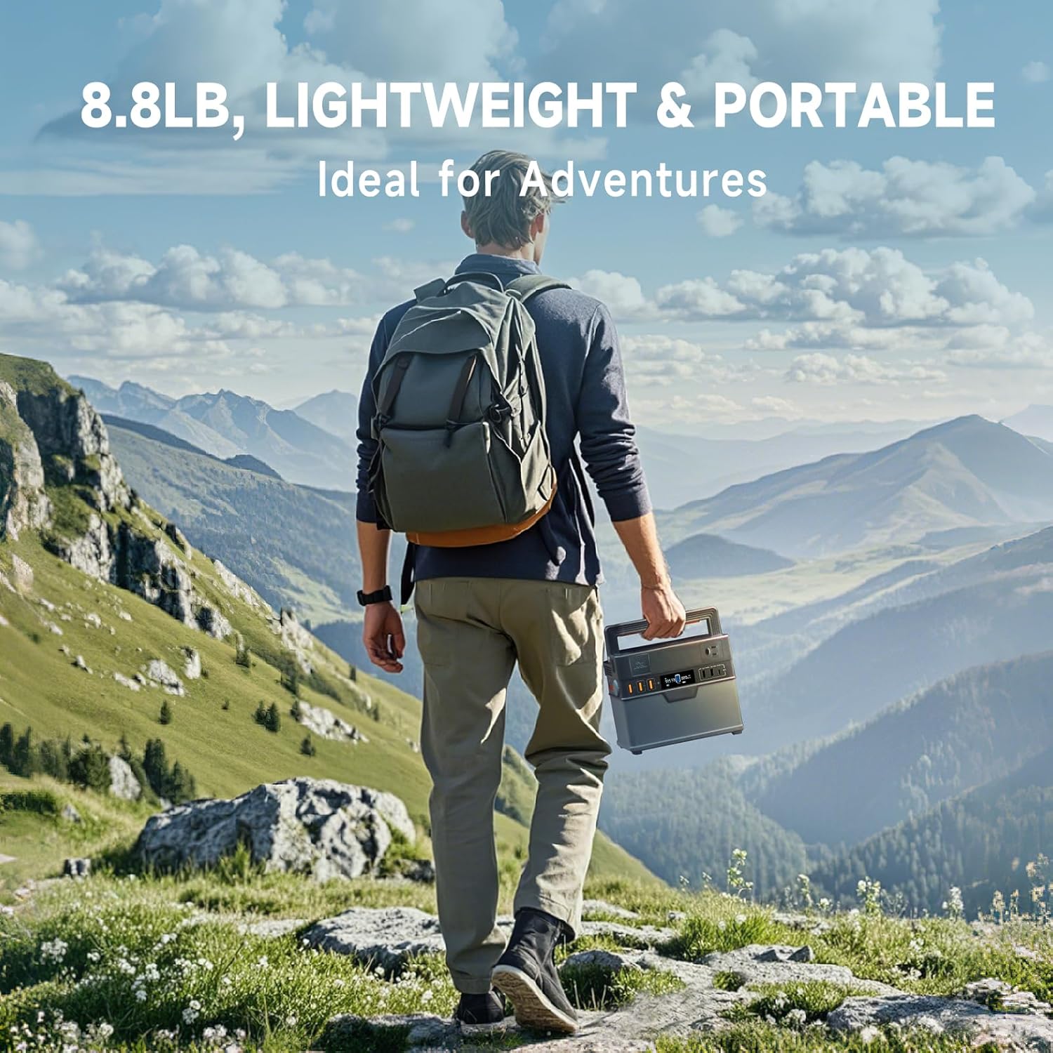 Man carrying ALLPOWERS Portable Power Station