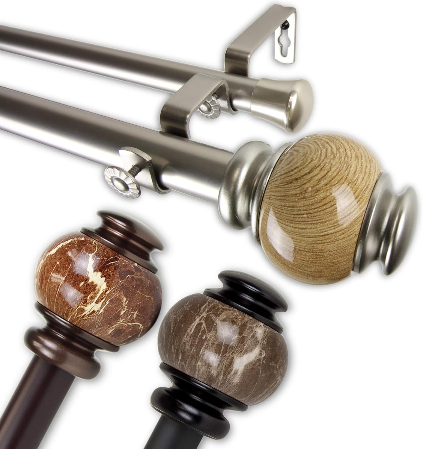 Rod Desyne 1" Fleck Double Curtain Rod, 120-170 inch, Bronze