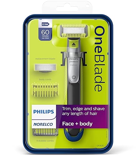 Vista 45 de Philips Norelco OneBlade 360 con conectividad híbrida facial + cuerpo, recortadora eléctrica de barba, afeitadora y peluquería corporal