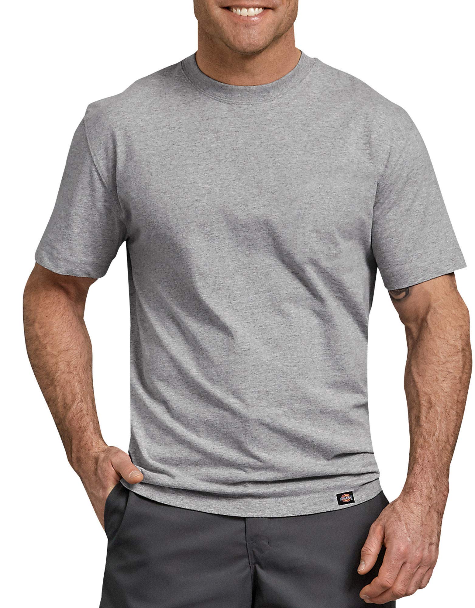 Dickies Men's Short Sleeve Heavyweight Crew Neck, Heather Gray, XXL Tall