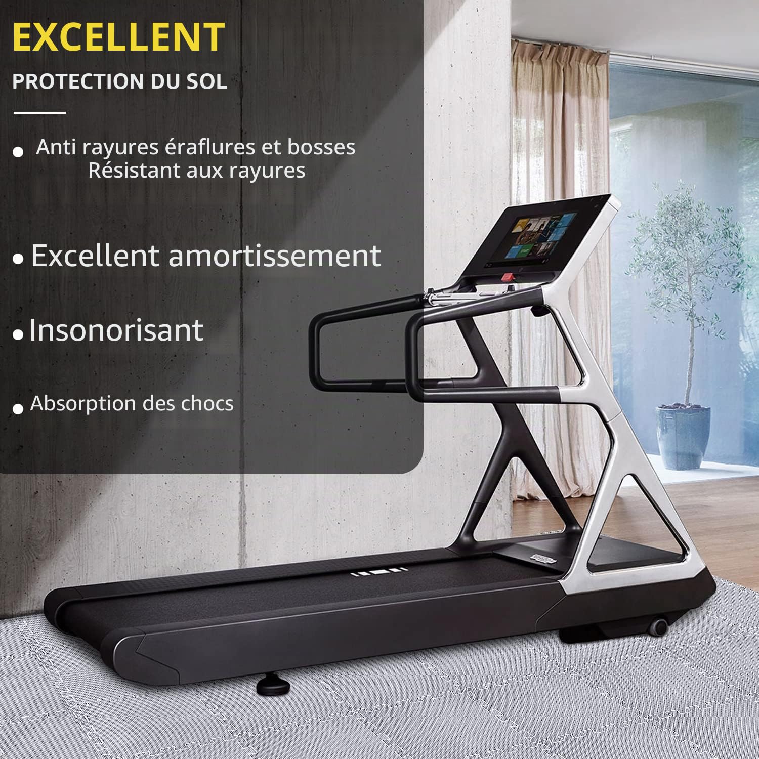 Lot de 24 tapis de protection de sol en EVA antidérapant pour salle de sport et appareil de fitness, tapis de fitness, tapis d'extérieur et de piscine, gris
