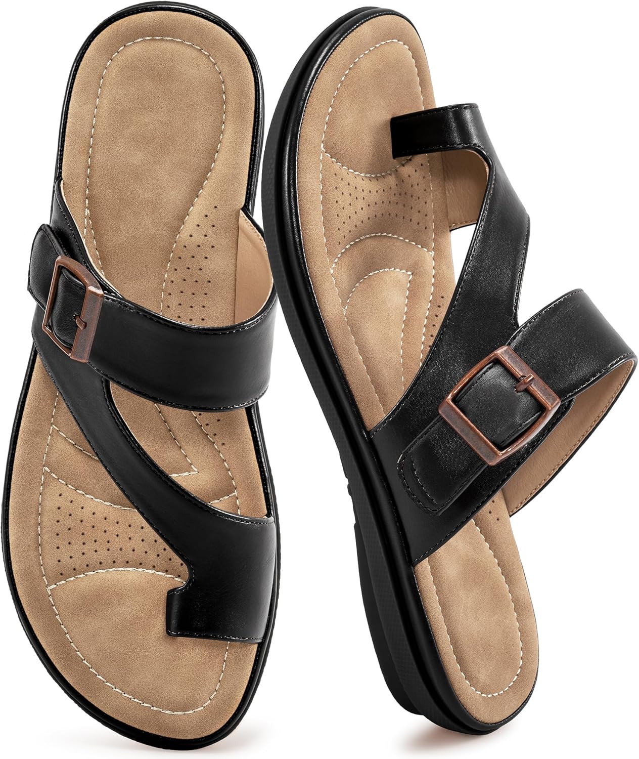 Ablanczoom Womens Sandals Summer Comfortable Dressy Flat Slides 2026 - Ladies Orthopedic Casual Walking Sandal