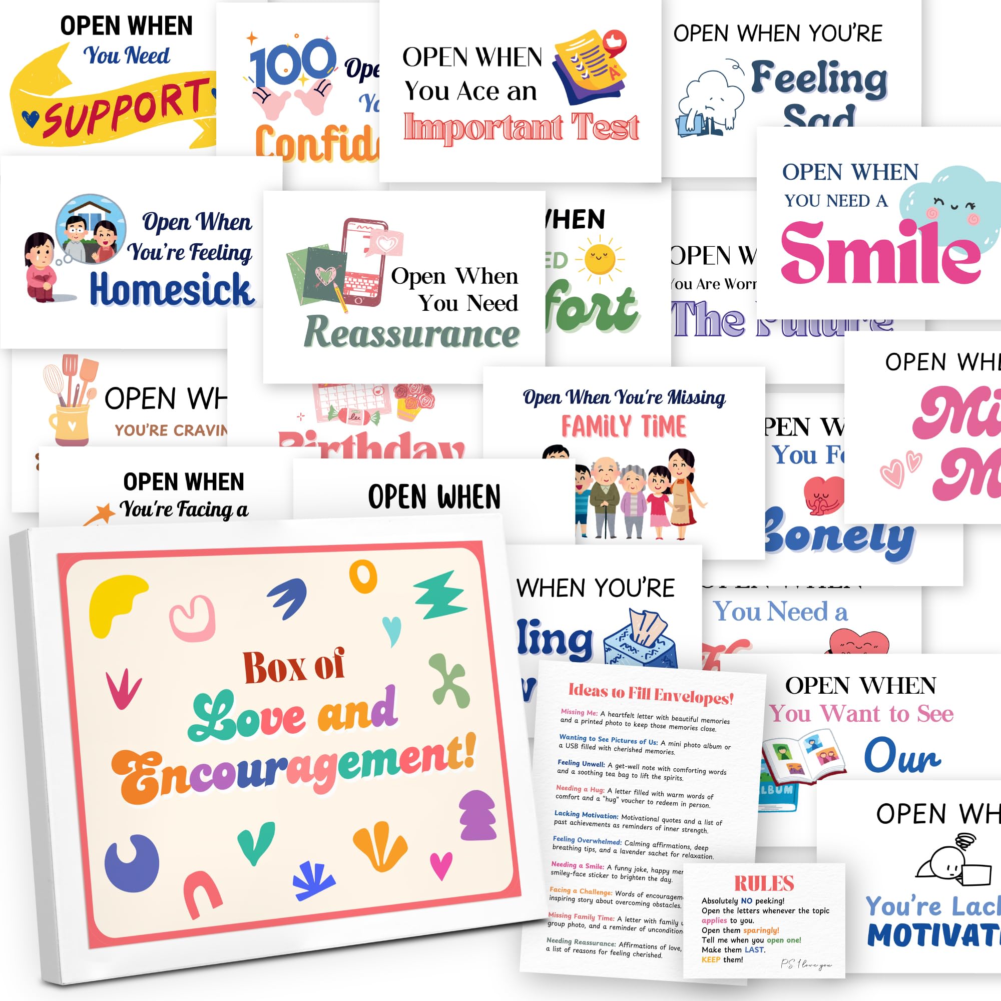 STOFINITY Open When Envelopes For College Student - Open When Letters College Survival Kit Gift Card Box 2025, Going Away To Colleges Gifts For Girls