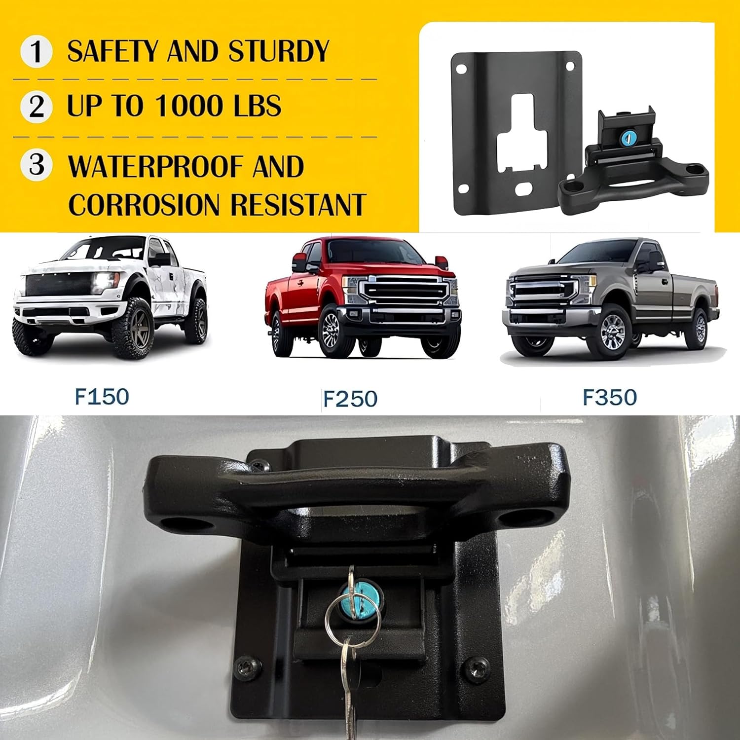 Tie Down Anchors Bed Cleats with Plates 4 Packs Boxlink Truck Bed Cargo Tie Down Compatible with 2015-2025 F150 & 2017-2025 F250 F350 F450 Super Duty