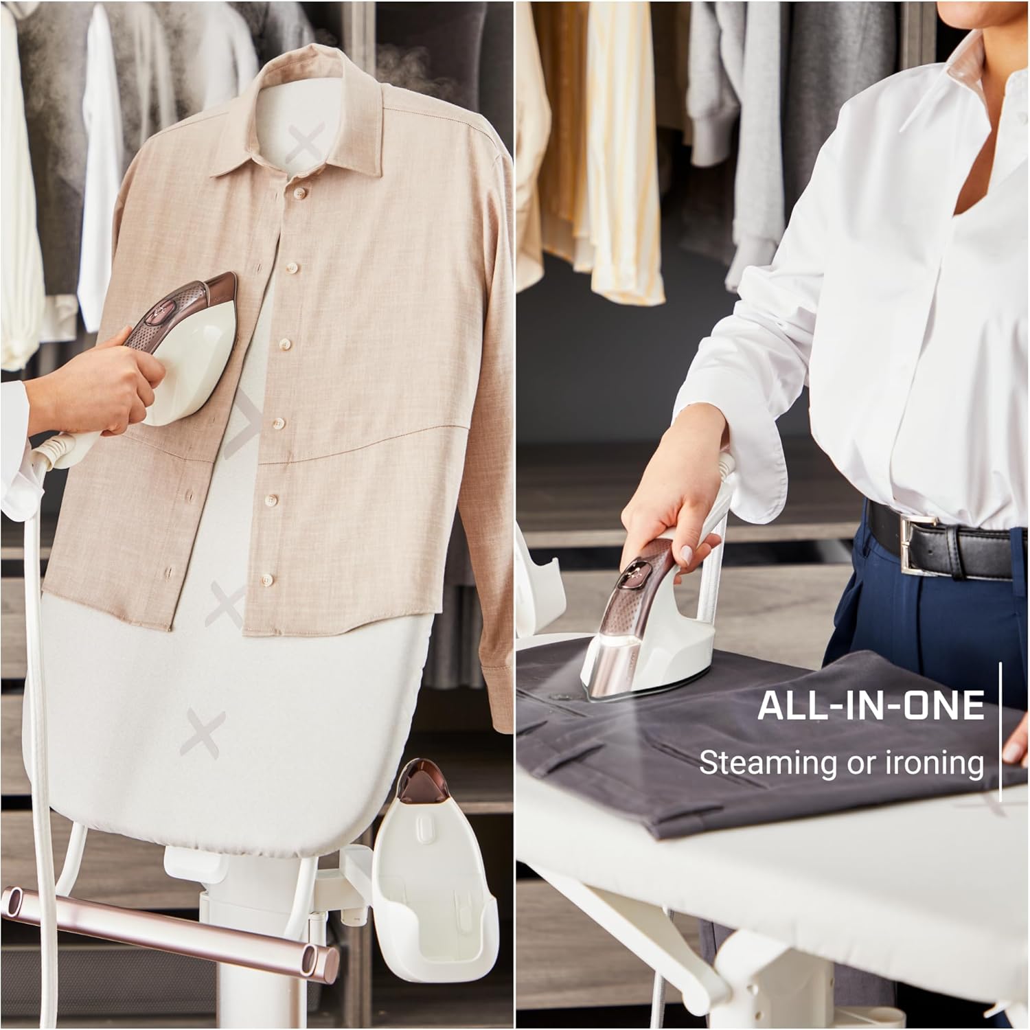 Rowenta IXEO Vision Steamer for Clothes with Ironing Board, All-in-One Steaming & Ironing,