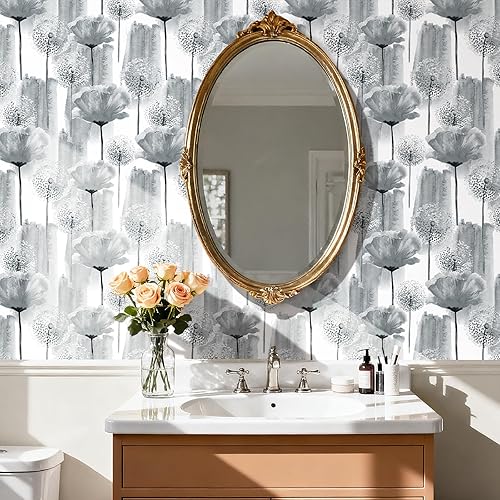 Miniatura 4 de HelloWall Papel tapiz autoadhesivo de 17.5 pulgadas 317.5 pulgadas 317 pulgadas, color gris, autoadhesivo, extraíble para paredes, armarios,