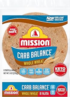 Mission Carb Balance Whole Wheat Flour Tortillas, Fajita Size, 8 Count