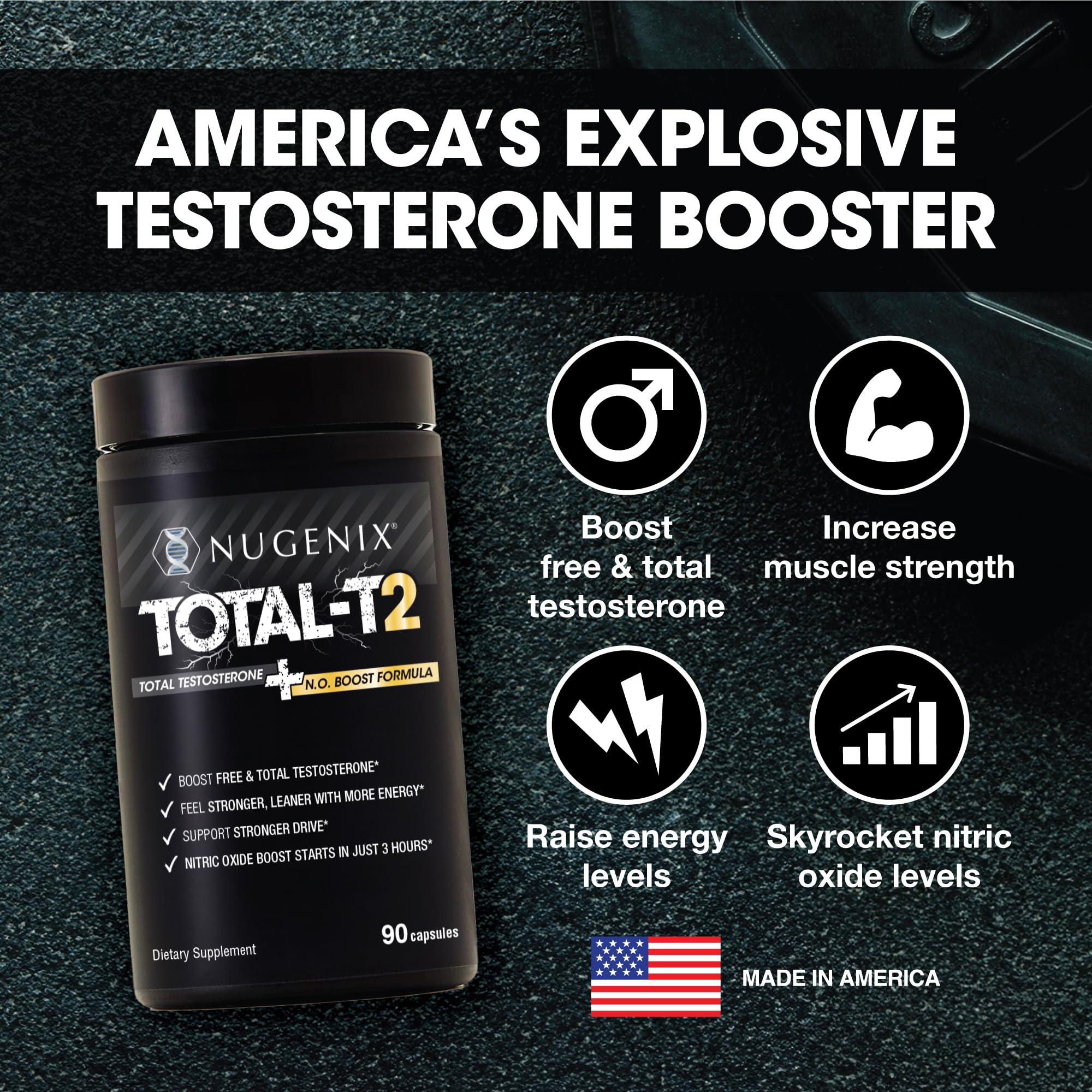 Nugenix Total-T2 Testosterone Booster & Nitric Oxide Booster for Men, 90ct — Amazon image 2