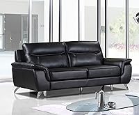 Vista 1 de Cortesi Home Sofá Chicago de cuero, 79 pulgadas, negro