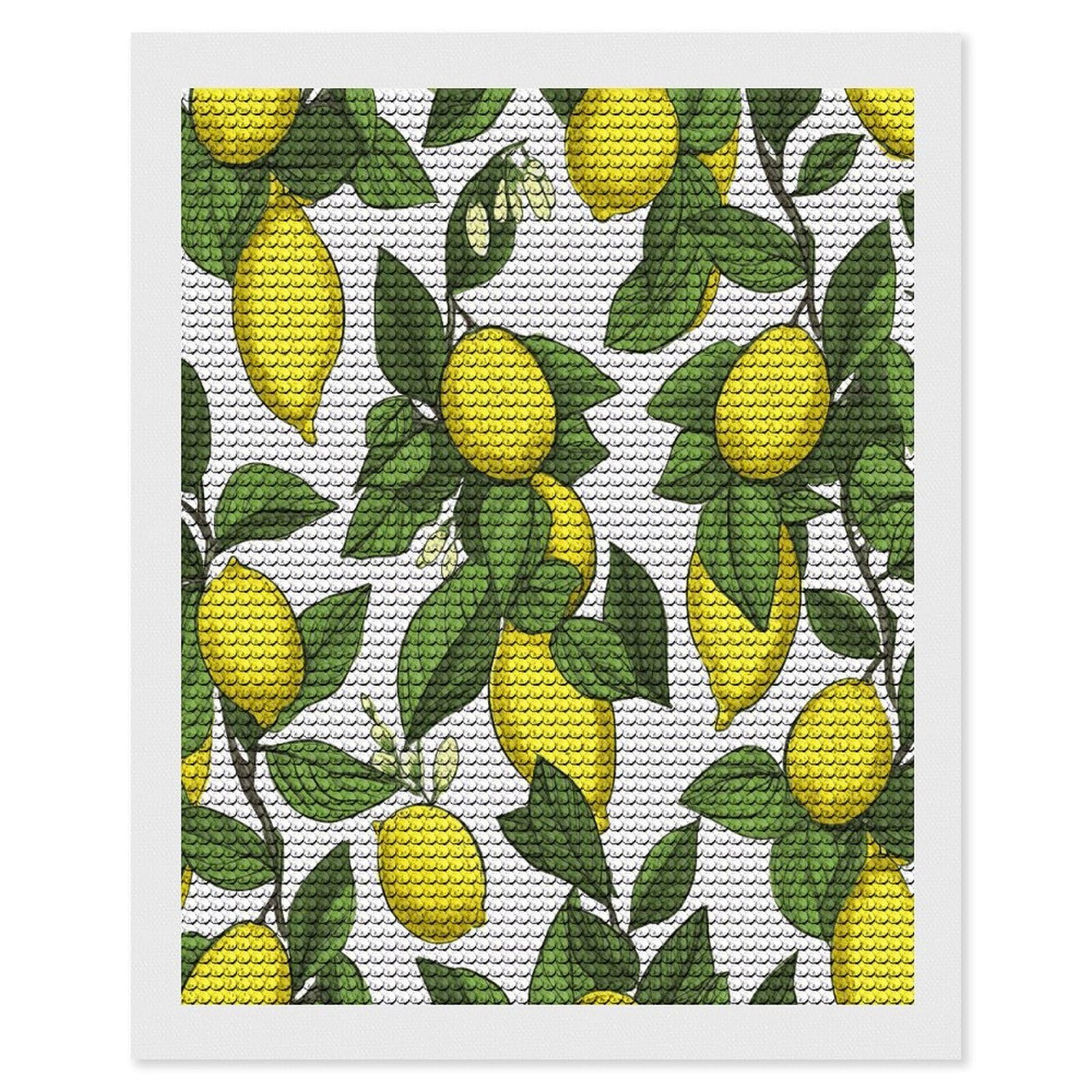 JTREHY Yellow Fresh Lemons Diamond Art Kits Personalized DIY Round Diamond Painting Kits for Beginner Full Drill Diamonds Dots Paintings for Adults Gem Art Crafts Home Decor