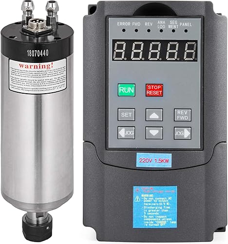 VEVOR Motor de husillo 2.2KW cuadrado refrigerado por agua motor de husillo ER20 recoge y VFD variable de frecuencia 220 V 2.2KW para CNC router