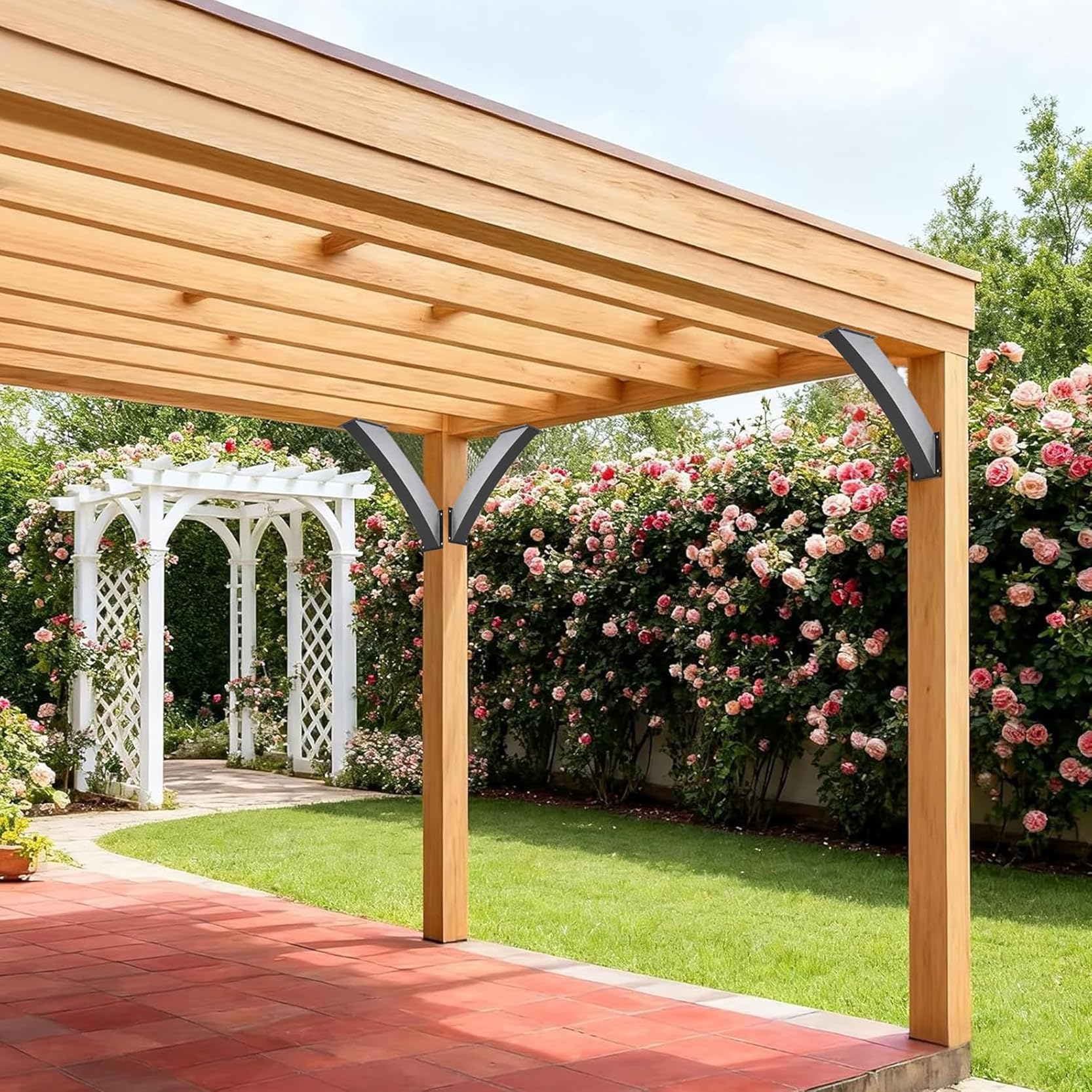 Squadretta Angolare Nera per Giunzioni Interne – Staffa di Supporto ad Angolo di 45 Gradi, Connettore Fai da Te per Strutture in Legno a Telaio Post Beam, Supporto Metallico(Size:6 Pack)