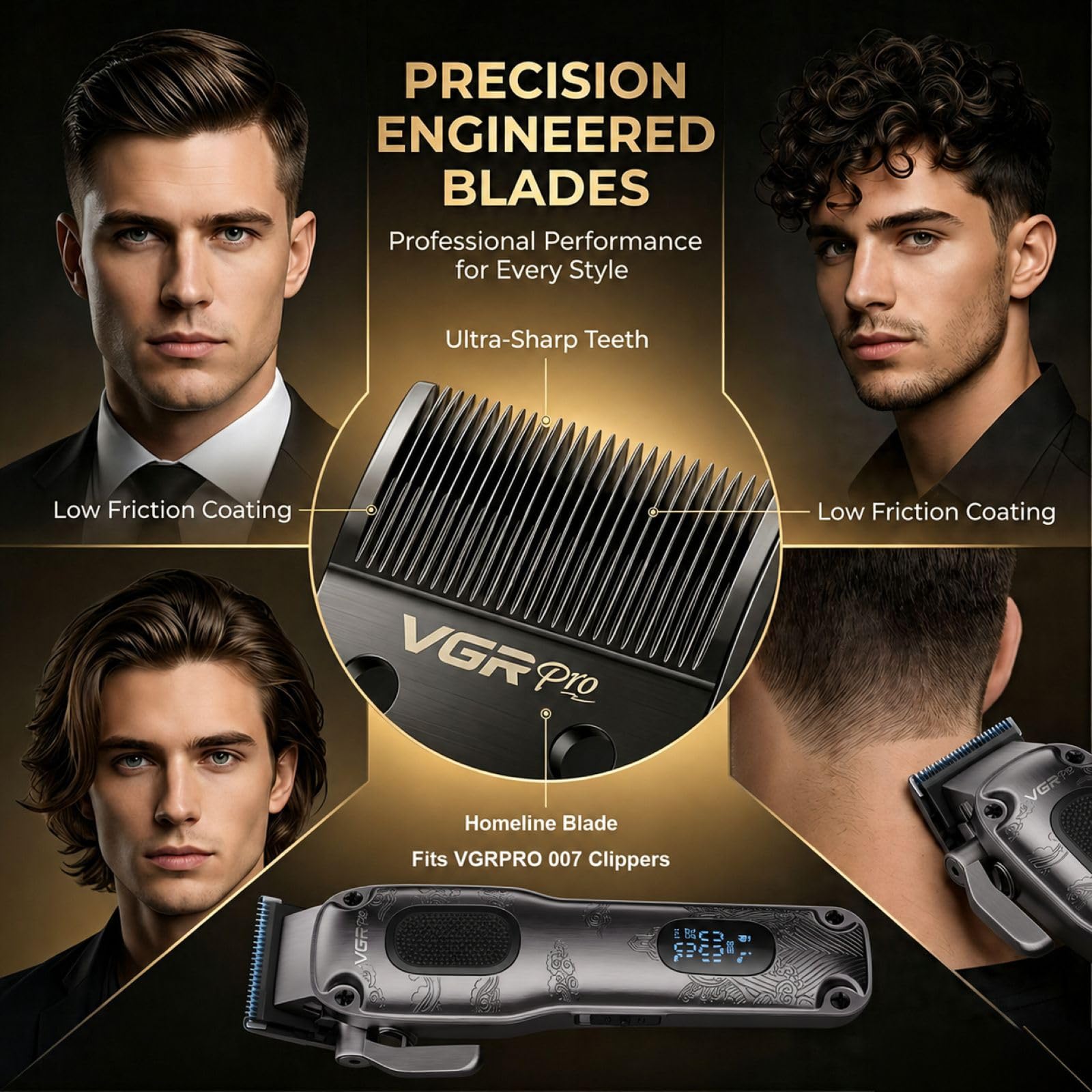 VGRPRO Haarschneider Set für Herren mit Ersatzklingen, professionelles Barber Grooming Kit für Haarschnitte, Fades, Barttrimmen, Detailarbeit, Zuhause und Salon