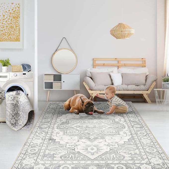 Amazon.com: Stain Resistant Washable Area Rugs Rubber Backing- No ...