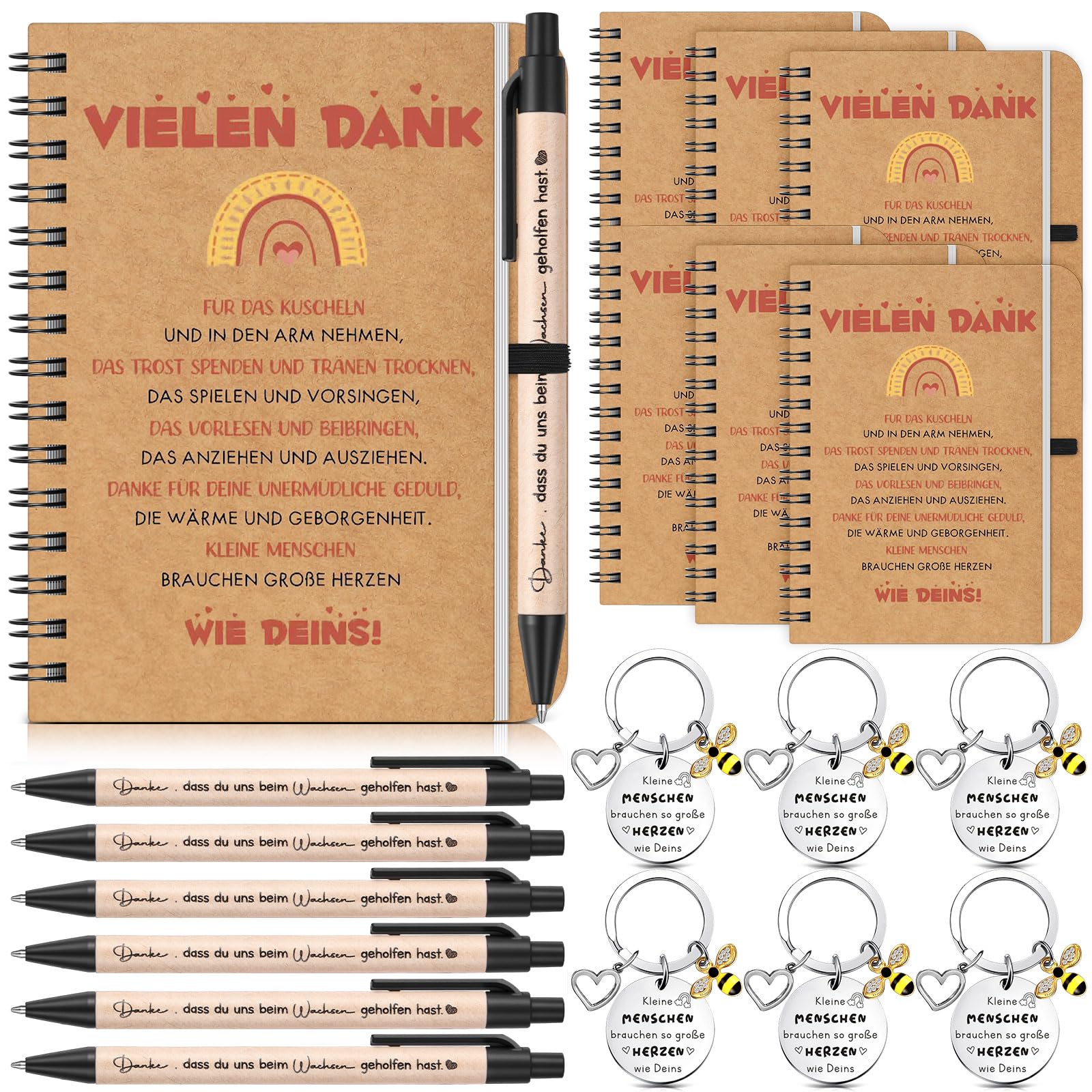 Sinmoe 6 Set Regalo Insegnanti Educatori Quaderno Penna Portachiavi Asilo Nido Scuola Materna Elementare