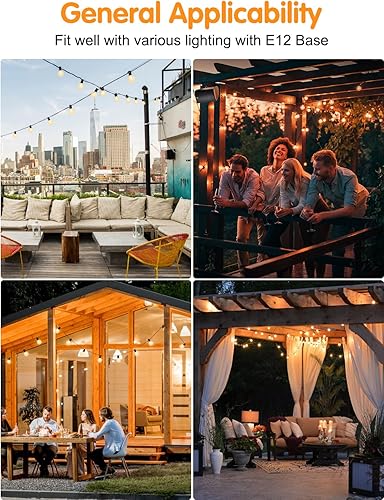 Miniatura 7 de SUNSGNE Paquete de 25 bombillas LED G40 de repuesto, base de tornillo E12, bombillas LED inastillables esmeriladas para interiores y exteriores, 0.6