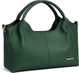 BOSTANTEN Genuine Leather Crossbody Shoulder Bag for Women - Top Handle Satchel Purse with Adjustable Strap, Spacious Designer Handbag