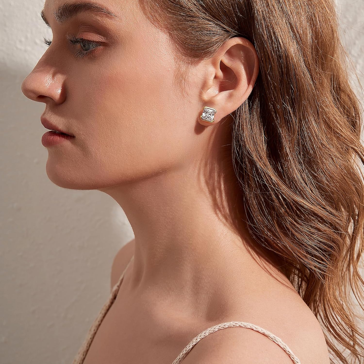 18K White Gold Plated Simulated Diamond Sparkly Stud Earrings 925 Sterling Silver 5A CZ Cubic Zirconia Size Small/Medium/Large Fine Jewelly for Women Men - Image 5