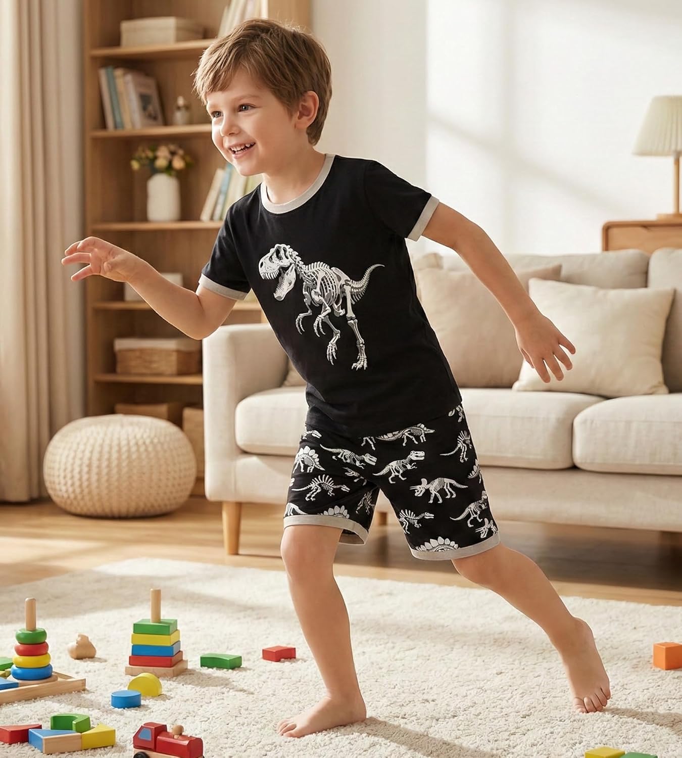 HONGTEYA Toddler Boys Clothes Kids Cotton Clothes Fun Cool Summer Short Wear in Night Size 2-7T - Image 2