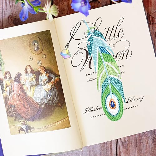 Miniatura 5 de 12 marcapáginas de pintura de diamantes de imitación DIY con colgante de cristal para manualidades principiantes