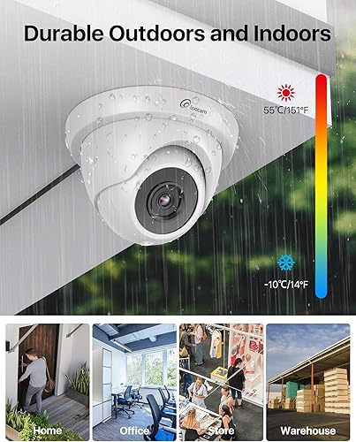 Miniatura 3 de Loocam Cámara de seguridad 1080p HD 1920TVL, híbrida 4 en 1 CVITVIAHDCVBS cámara con cable de domo, visión nocturna IR de 80 pies, IP66 resistente a