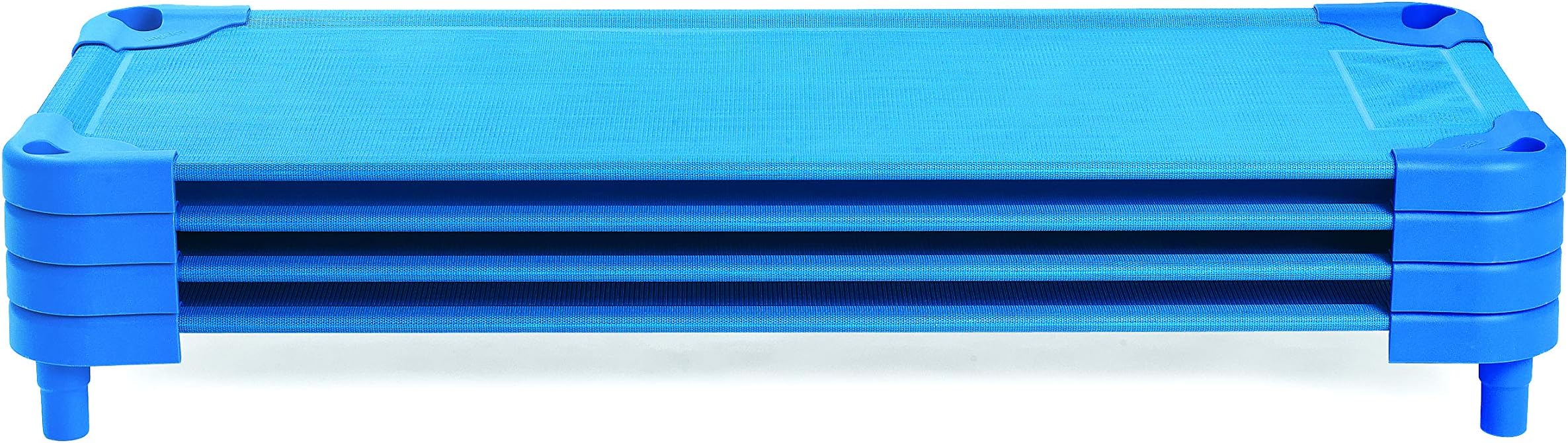 Angeles Stackable Daycare Cots, Value Line Toddler Cot 52" L x 22" W, Ready to Assemble Toddler Bed for Preschool Classroom, Standard Size, Pack of 4, Blue