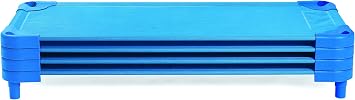 Angeles Stackable Daycare Cots, Value Line Toddler Cot 52" L x 22" W, Ready to Assemble Toddler Bed for Preschool Classroom, Standard Size, Pack of 4, Blue