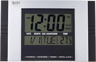 Ajanta Quartz Plastic Rectangle Digital Alarm Wall Clock (29 cm x 19 cm x 2.5 cm, Black, ODC 70)