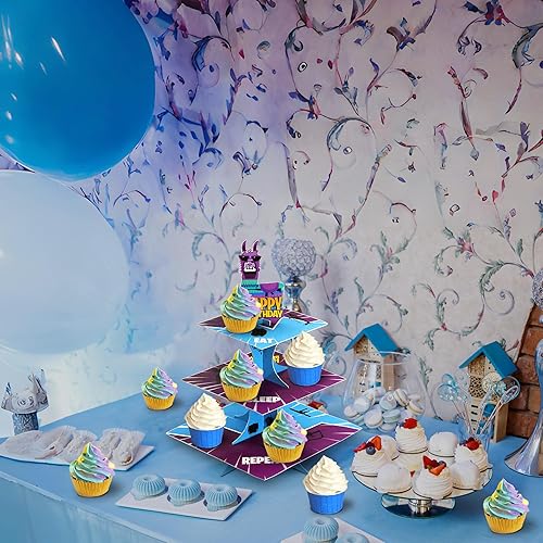 Miniatura 2 de Suministros para fiesta de cumpleaños de videojuegos, soporte de 3 niveles para cupcakes para niños, fanáticos de los juegos, decoraciones de