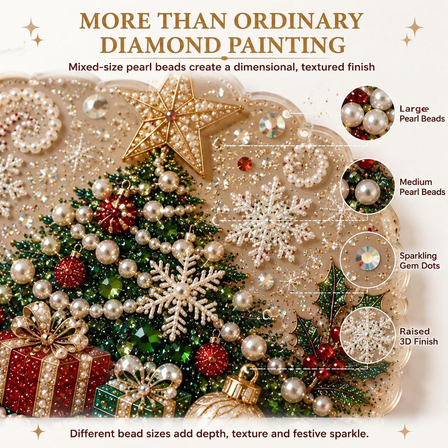 Christmas Pearl Diamond Art Kits for Adult，Hanging Pearl Painting Kit