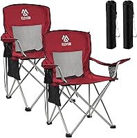 Vista 13 de Silla de camping Elevon, silla plegable portátil al aire libre con brazos, soporte para tazas y bolsa de transporte