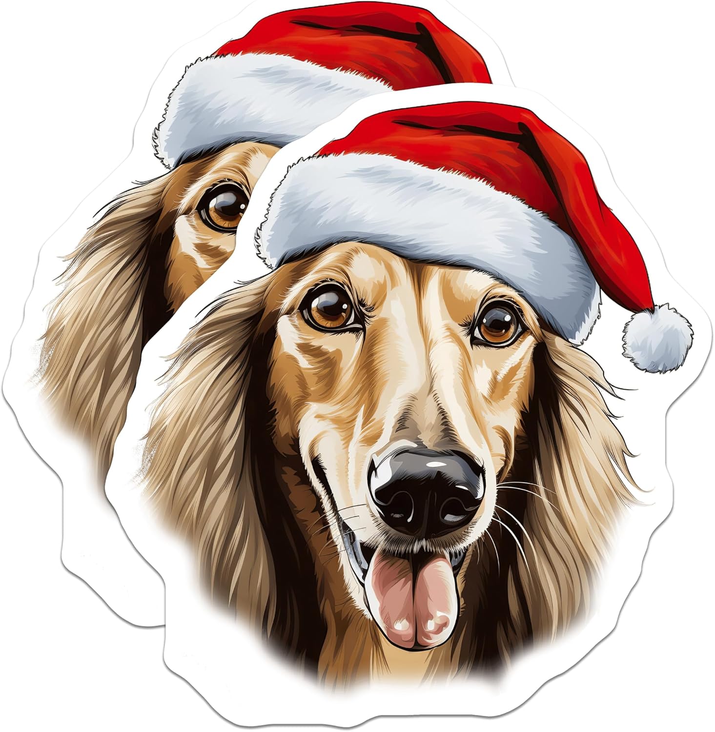 (2 Pack) Christmas Dog Magnets - Santa Hat Pet Decor - Dog Lover Holiday Magnet - 5 Inches On Longest Side - Thick Durable Magnet - Made in USA - MAG26330