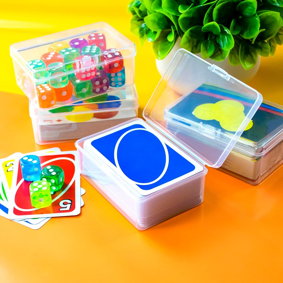 JINUPHION 4 Pcs Playing Card Case, Works for 112 Standard UN* Cards And Other Same Or Smaller Size Very Well, Plastic Clear Card Deck Box Storage,4 1/2" ×3 1/4" ×1 1/8" (NO Cards)