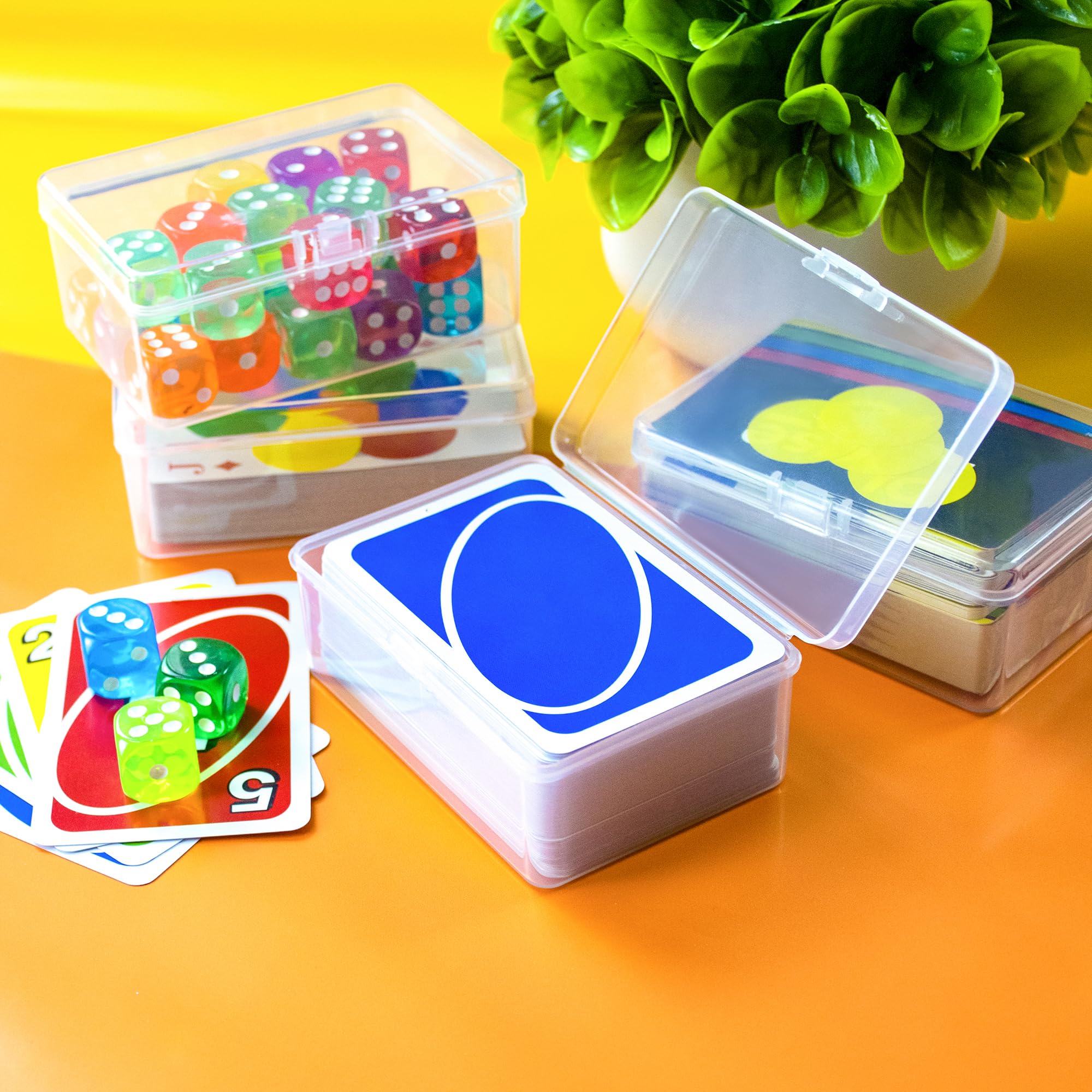 JINUPHION 4 Pcs Playing Card Case, Works for 112 Standard UN* Card And Other Same Or Smaller Size Cards Very Well, Plastic Clear Card Deck Box Storage,3 10/16" ×2 7/16" ×1 1/2" (NO Cards) (4 pcs UN*)
