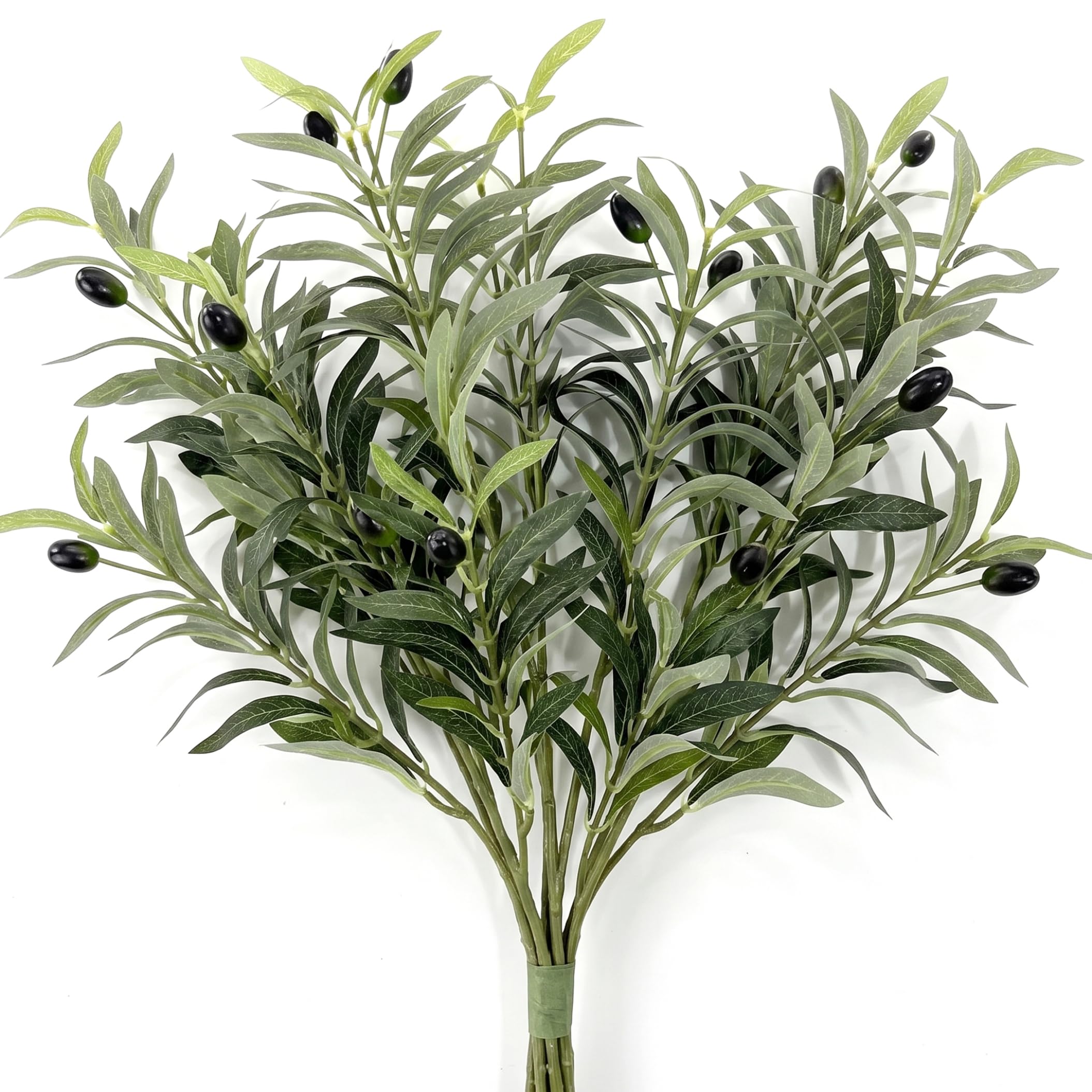 Ameble 6 Pack 16 Inch Artificial Olive Branches, Realistic Greenery Stems for Vase Decor, Faux Indoor Olive Tree Branches, Farmhouse Home Decor