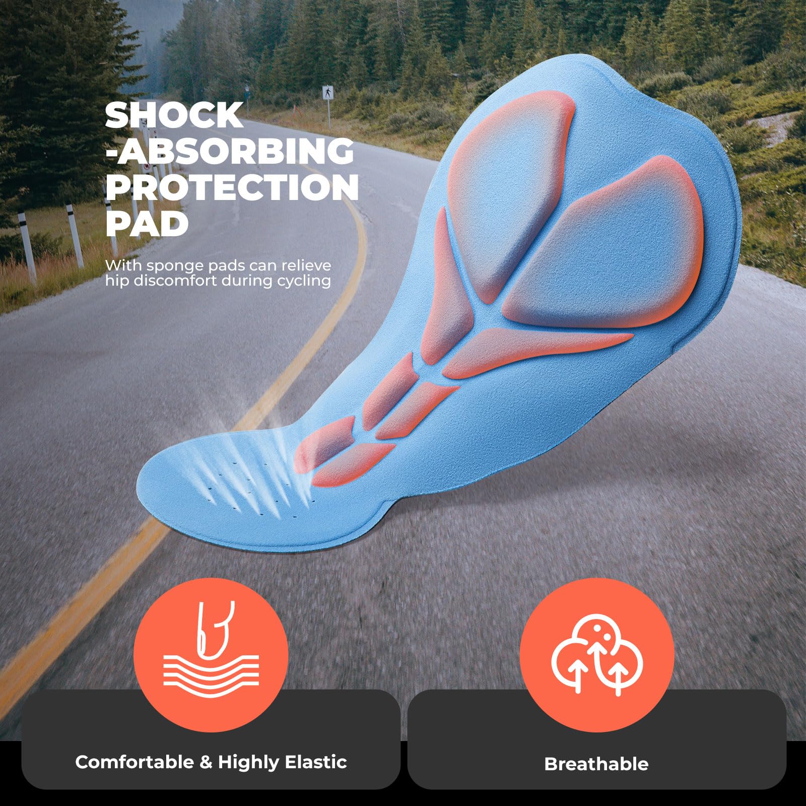 ROCKBROS Fahrradhose Herren Lange Kompression Radlerhose mit Taschen Gepolsterte Leggings Elastische Atmungsaktive Fahrrad Hose mit Sitzpolster für Herbst/Frühling S-4XL