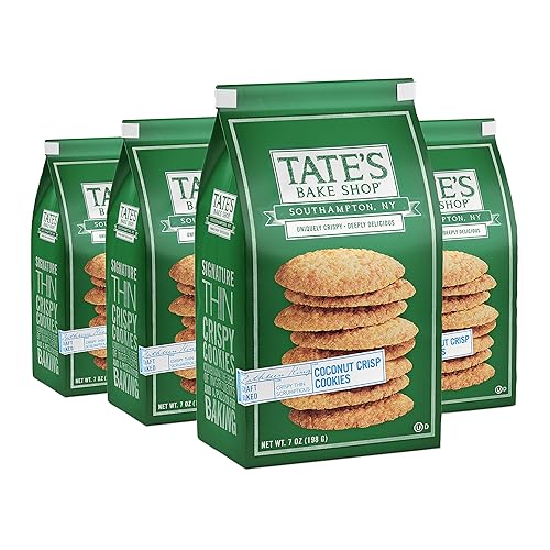 Tate's Bake Shop - Galletas finas y crujientes, coco crujiente, 4 unidades, 7 onzas