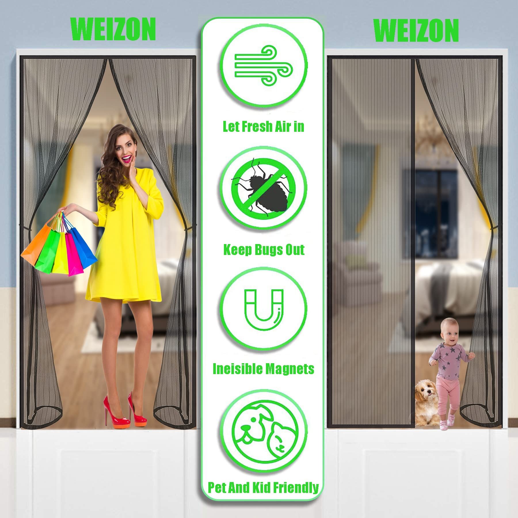 Moustiquaire Porte Fenetre AimantéE 235 X 220 Cm Facile à