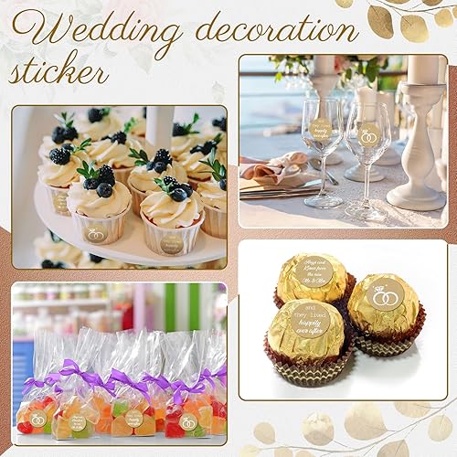 Miniatura 3 de Laumoi 1000 calcomanías de boda con texto en inglés Hugs and Kisses from The New Mr and Mrs, etiquetas de gotas de chocolate, calcomanías de