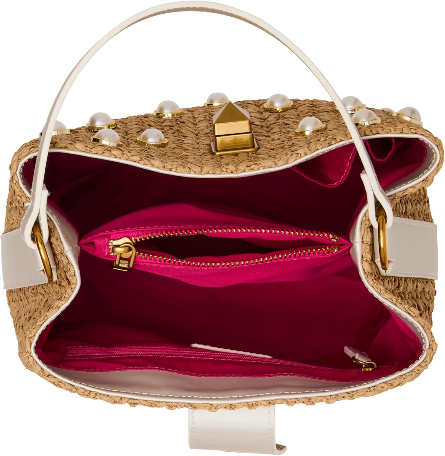 Betsey Johnson Raffia Pearl Bucket Bag