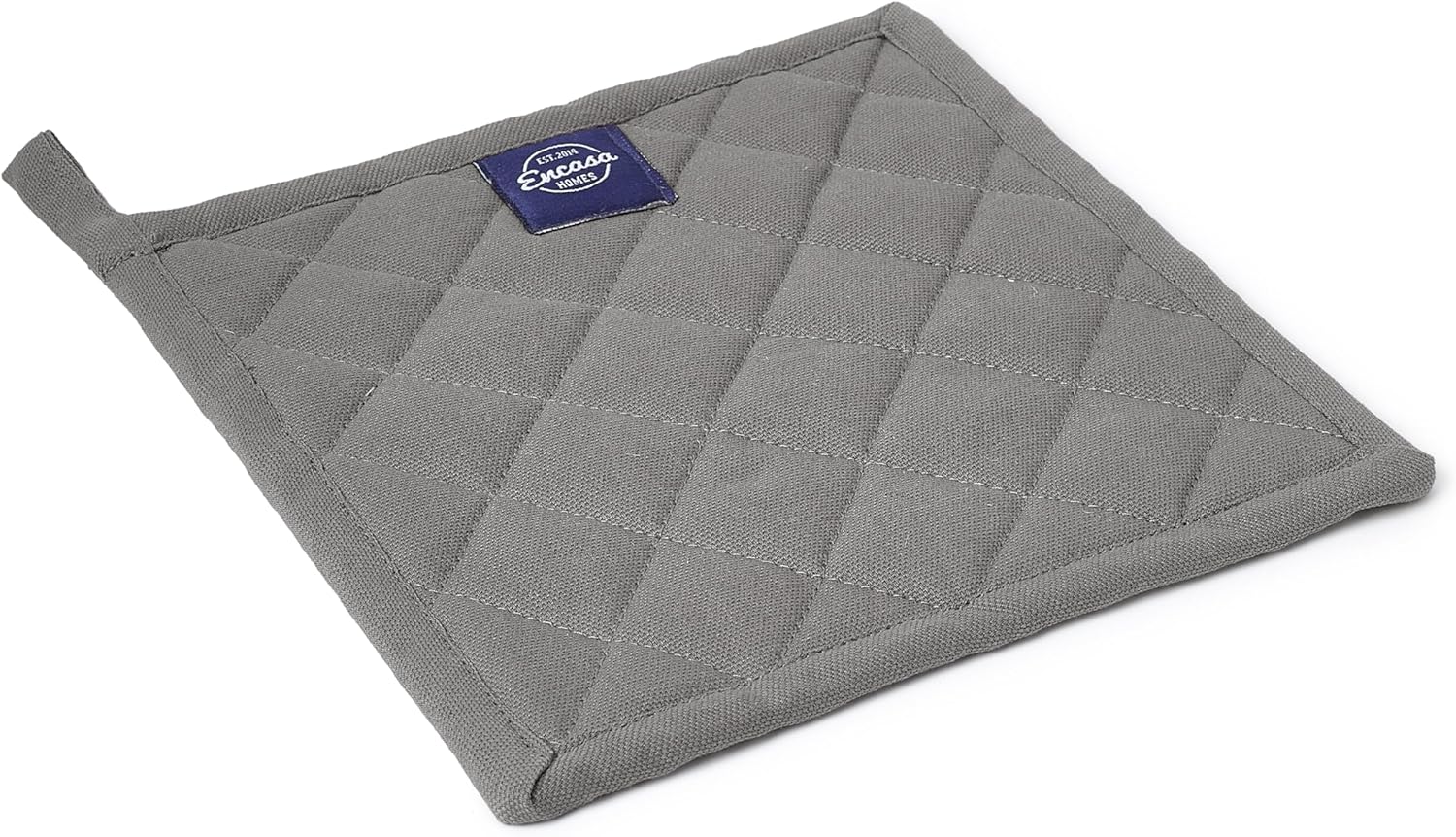 Encasa XO Heat Resistant Cotton Pot Holders with Hanging Loop - Set of 2 - Grey - Multipurpose Quilted Everyday Hot Pad for Kitchen, Camping, BBQ & Microwave - 8x8 in - Image 3